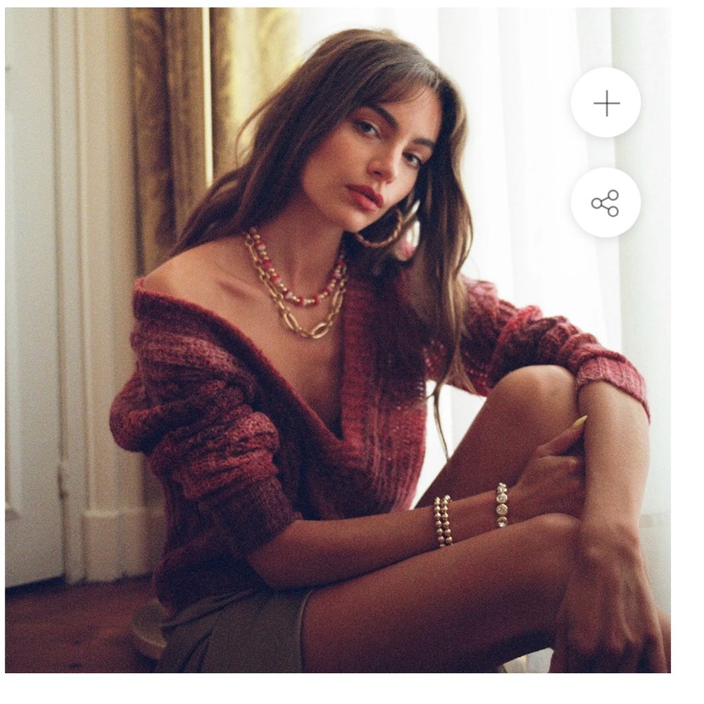 DANNIJO Off-the-Shoulder Burgundy Sweater